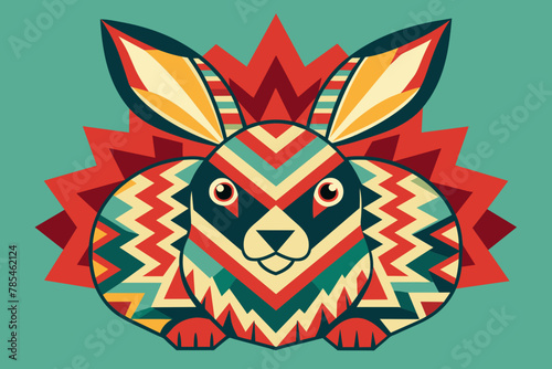 A rabbit mandala with a zigzag pattern