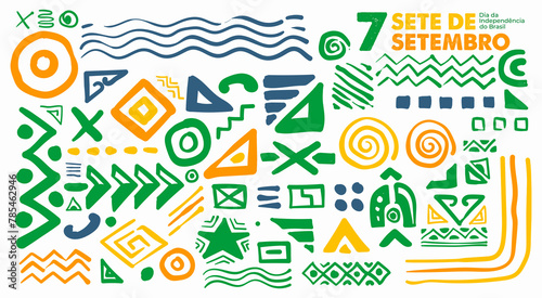 brazil independence day geometric abstract background, 7 september brazil.