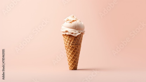 A cone of ice cream with a scoop missing