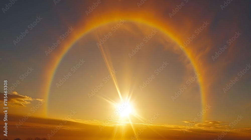 a halo created by the sun on a cold morning