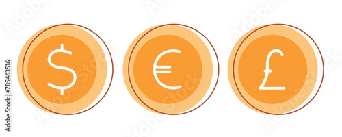 Three Different Types of Currency Displayed