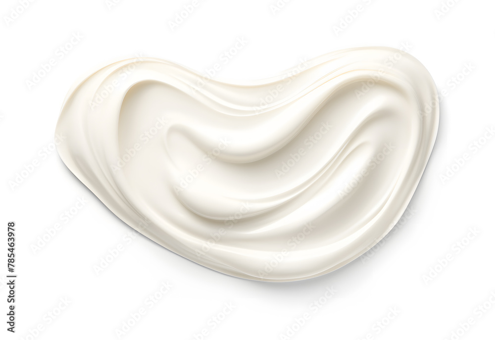 A smear of white skin cream on a white background. Cosmetic texture. A smear of white skin cream on a white background. Cosmetic texture.