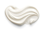 A smear of white skin cream on a white background. Cosmetic texture.