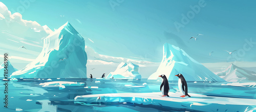 Penguins in polar regions photo