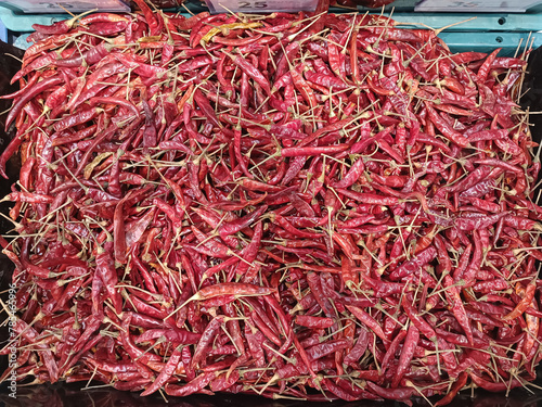 Dried chilies in the basket 