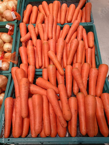 Fresh carrots in the basket 