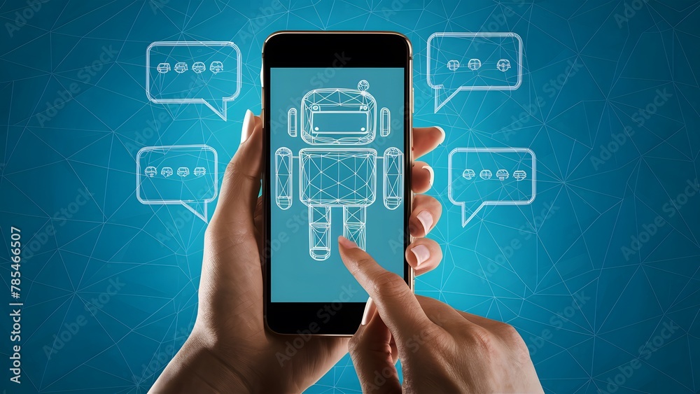 hand holding phone with social network icon hand holding phone with social network icon