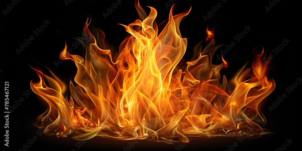 Fototapeta premium fire flames isolated on black background