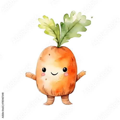 cute carrot in easter day watercolor style, illustration.