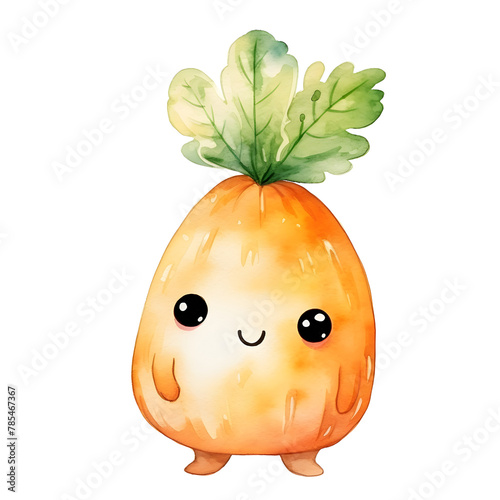 cute carrot in easter day watercolor style, illustration.
