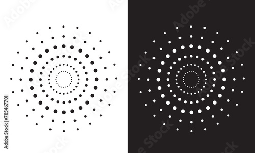 Half tone circle. Round dotted frame, circles pattern border and abstract halftone graphic design vector set. Round border Icon using halftone circle dots. © Kakal CF ID 4016033