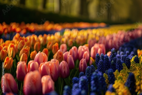 Creates Stunning Hyacinths and Tulips at Keukenhof Gardens in Lisse, Netherlands photo