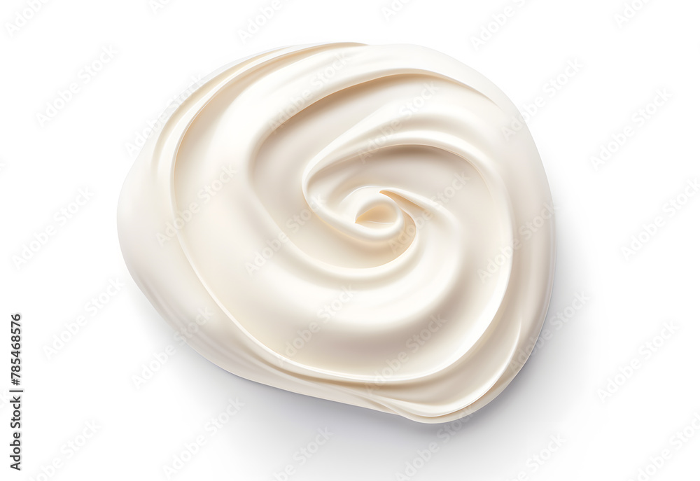 White face cream swirl swatch. Body lotion drop product sample isolated on white background White face cream swirl swatch. Body lotion drop product sample isolated on white background