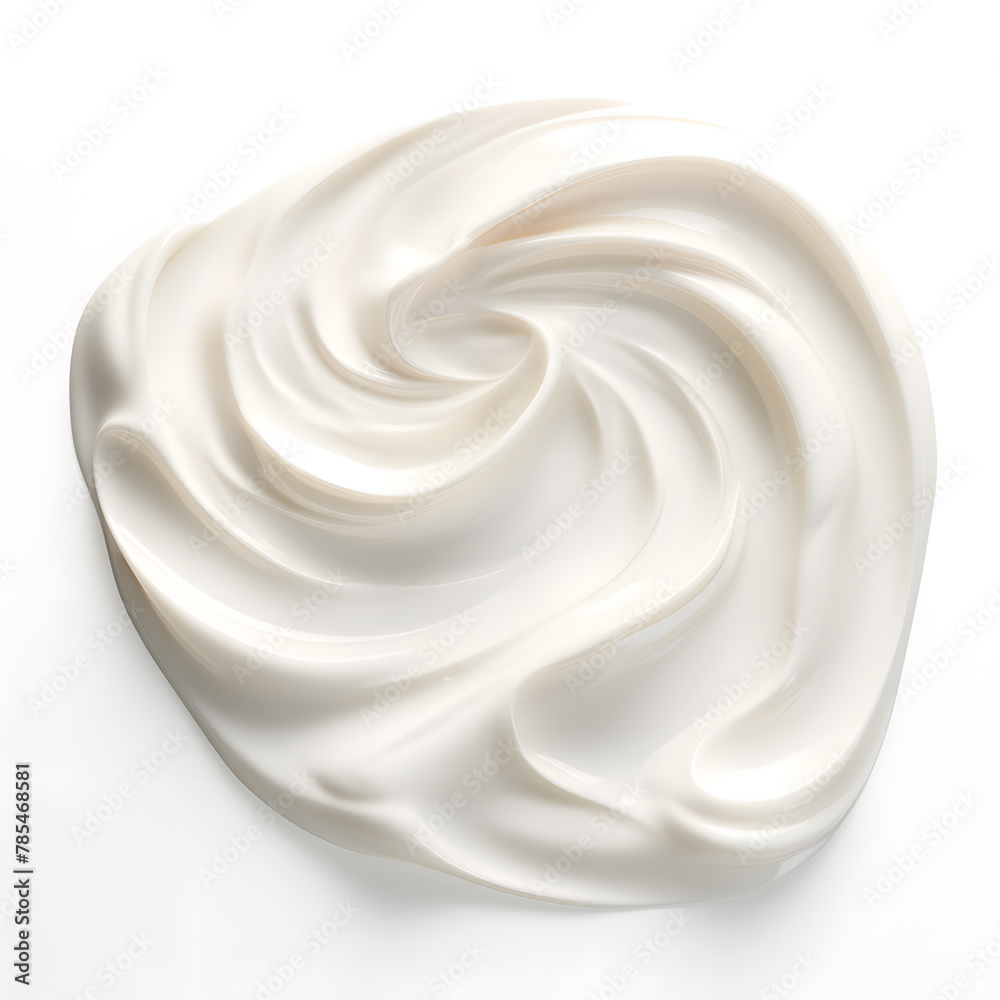 White face cream swirl swatch. Body lotion drop product sample isolated on white background White face cream swirl swatch. Body lotion drop product sample isolated on white background