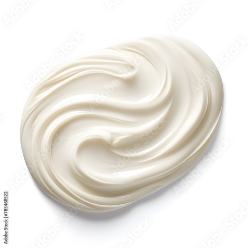 White face cream swirl swatch. Body lotion drop product sample isolated on white background © Oksana