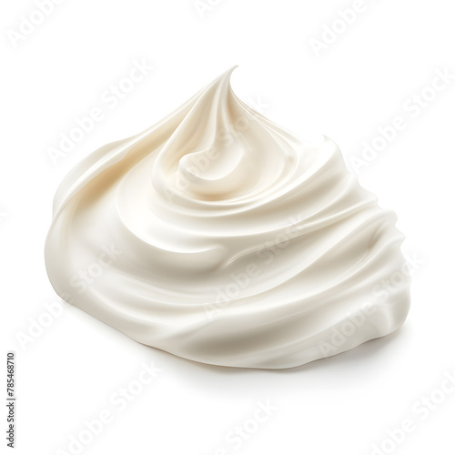 White face cream swirl swatch. Body lotion drop product sample isolated on white background