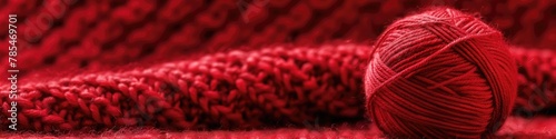 Knit Up Your Creativity with Red Yarn Ball: 16:9 Knitting Banner Design for Header Featuring Needlecraft, Wool, Threaded Clew and Knitting Needles