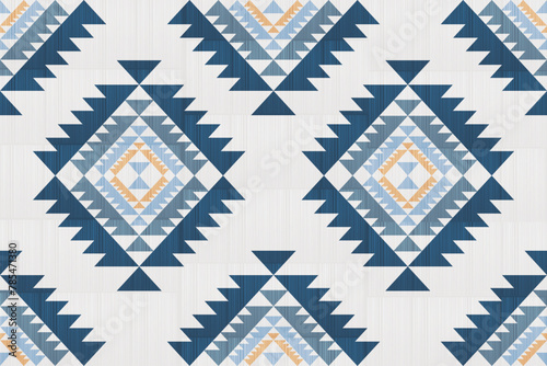 Navajo tribal vector seamless pattern. Native American ornament. Ethnic South Western decor style. Ikat Boho geometric ornament. Vector seamless pattern. Mexican blanket, rug. Woven carpet