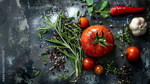 food, tomatoes, fresh, herbs, spices, colorful, organic, ingredients, farm, table, rustic, cooking, culinary, healthy, natural, red, green, vibrant, harvest, seasonal, market, vegetarian, nutrition, a