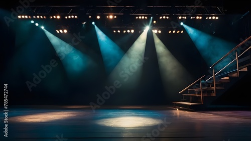 Theater stage light background with spotlight illuminated the stage for opera performance. Empty stage with classic and timeless backdrop decoration. Stage curtain.