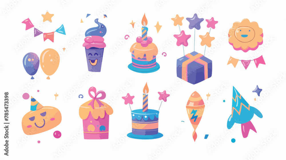 Pinata party birthday celebration stickers set