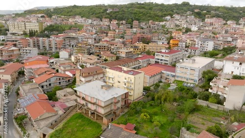 Aerial view of Nicotera, an Italian municipality located in the province of Vibo Valentia in Calabria, Italy.