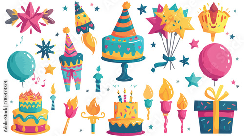 Pinata party birthday celebration stickers set