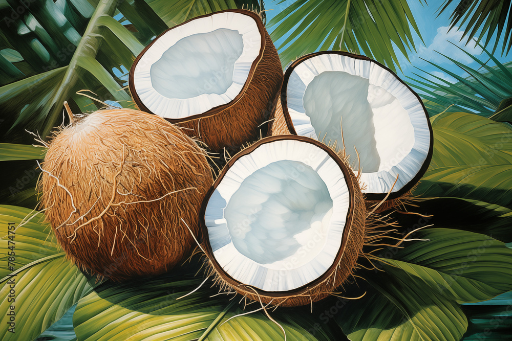 A vibrant illustration of Coconut exuding their natural beauty and freshness.