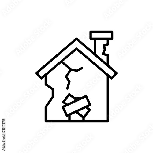 Abandoned house outline icons, minimalist vector illustration ,simple transparent graphic element .Isolated on white background