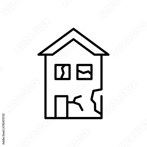 Abandoned house outline icons, minimalist vector illustration ,simple transparent graphic element .Isolated on white background