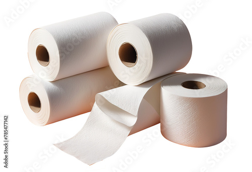 High-Quality Image of White Paper Towel Rolls on a White Background