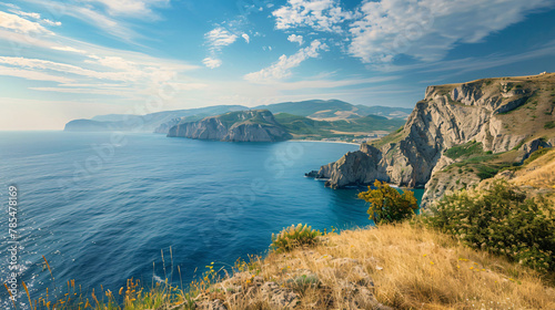 Summer view seacoast near Fiolent cape Crimea Black 