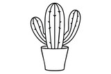 Cactus are seen in silhouette, line art, vector illustration