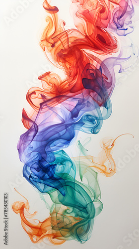 Abstract watercolor on white background ,Splash of many different colored inks creating abstract piece of art , paint in water