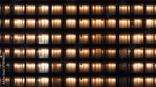 Illuminated Windows of a High-rise Building at Night