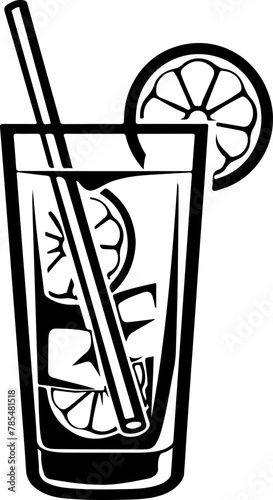 illustration of a classic cocktail with a slice of lime, perfect for beverage menus, party invitations, and bar promotions.