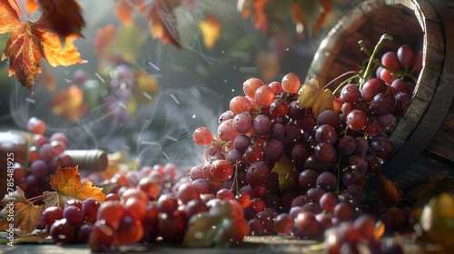 Wine grapes harvest: vibrant autumn bounty of ripe grapes ready for picking in scenic vineyard landscape photo