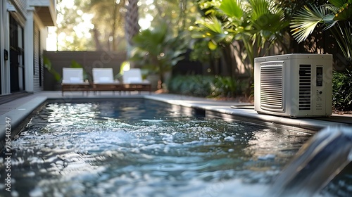 Safety First: Serene Poolside with High-Temp Cutoff Heater. Concept Pool Side Safety, High Temperature Cutoff, Heater, Serenity, Poolside photo