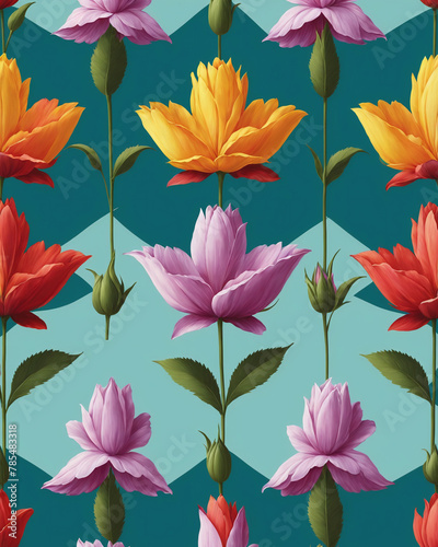 seamless pattern with flowers illustration