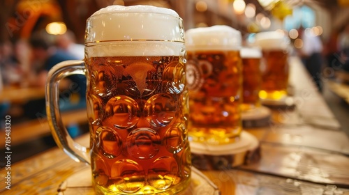 Attending Oktoberfest in Munich, festive, traditional beer celebration, lively photo