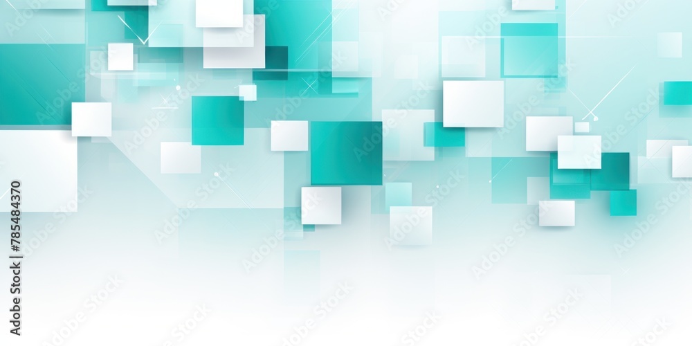 Turquoise and white background vector presentation design, modern technology business concept banner template