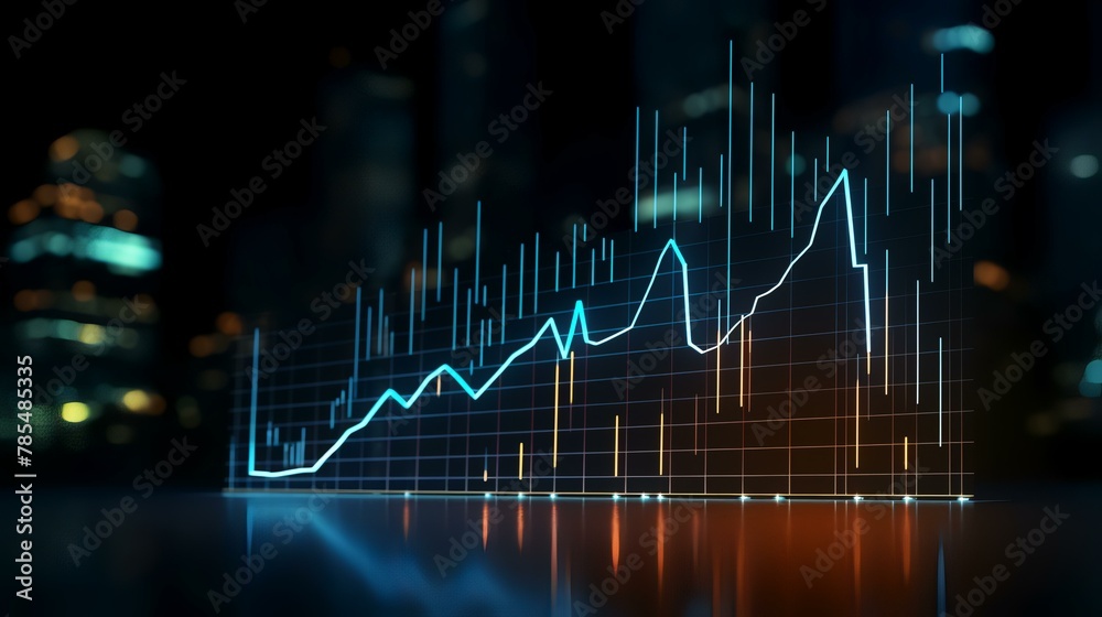 financial stock market graph on technology abstract background. Finance and investment concept. 3d rendering