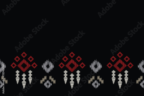 Traditional Ethnic ikat motif fabric background pattern geometric .African Ikat embroidery Ethnic oriental pattern black background wallpaper. Abstract,vector,illustration.Texture,frame,decoration.