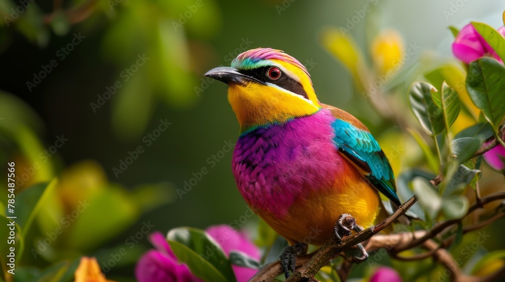Obraz premium A colorful songbird perching on a tree branch