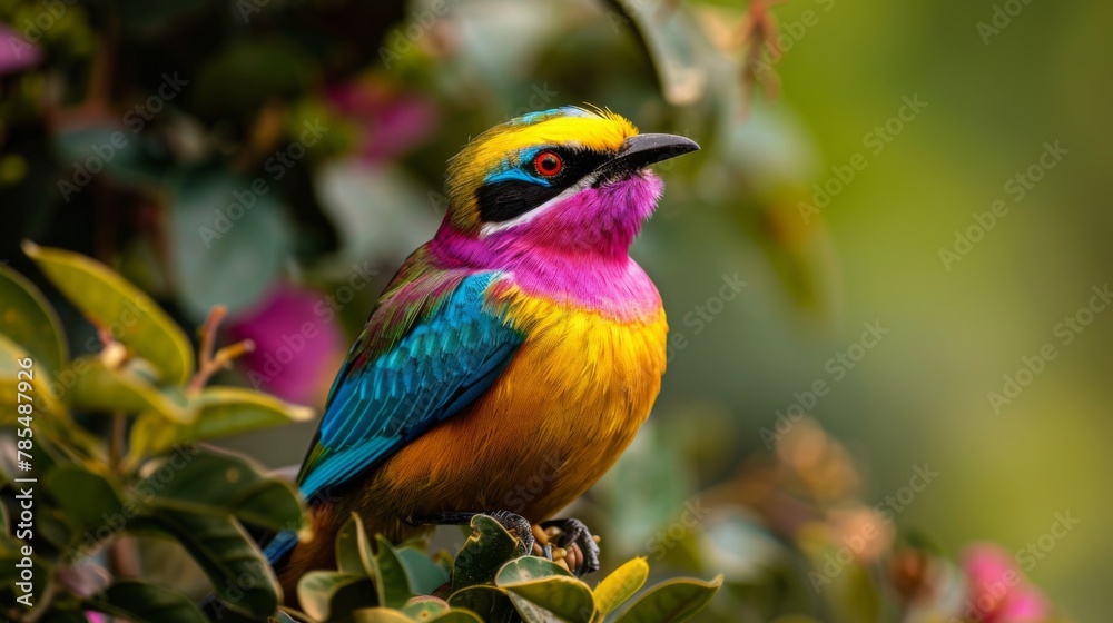 Obraz premium A colorful songbird perching on a tree branch