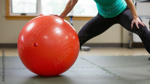 Core strengthening exercises with a stability ball, balance, control, foundation photo