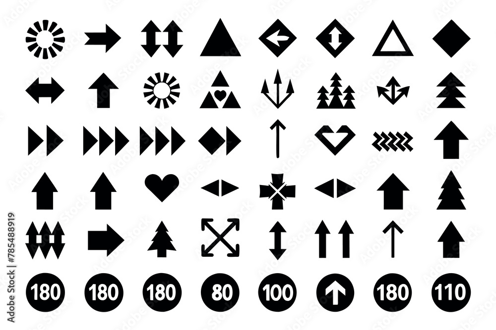 Arrows set of black icons. Arrow icon. Arrow vector collection. Arrow. Cursor. Modern simple arrows.