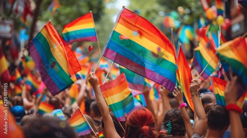 Pride and Inclusivity Month, LGBTQ support. Flags of the LGBTQ gay pride parade. Equality Parade