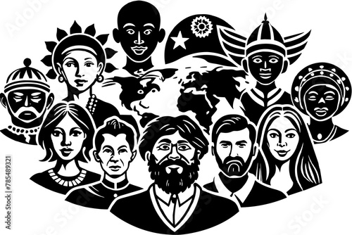 An illustration set showcasing diverse human icons representing various nations, each depicted against an isolated background, symbolizing the richness of global diversity and promoting inclusivity.
