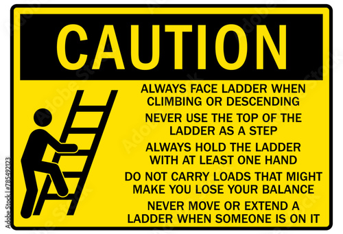 ladder safety sign ladder instruction rules